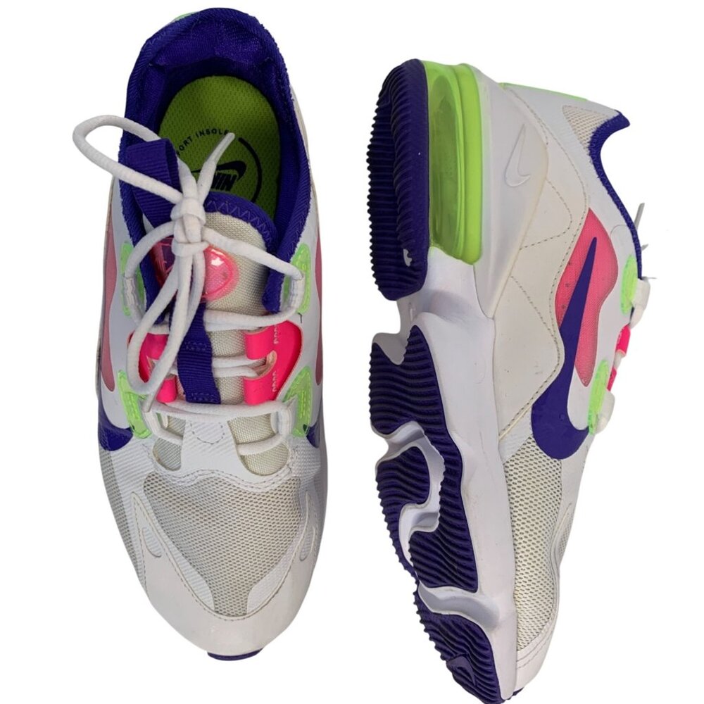 Nike Air Max Womens Sneakers 6.5 White neon Mesh Lace-Up Athletic Shoes 8969 - Picture 8 of 11
